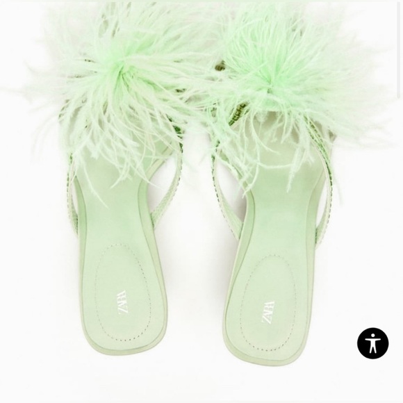 Feathered heeled sandals water green - Picture 7 of 9